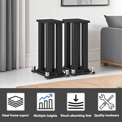 A Pair of Speaker Stands, Bookshelf Speaker Stand Steel Frame Support for Speakers up to 40 kg, Vibration-Absorbing MDF Design, Studio Monitor Stands Improves Sound Quality (70cm/27.5in) - size: 70cm/27.5in