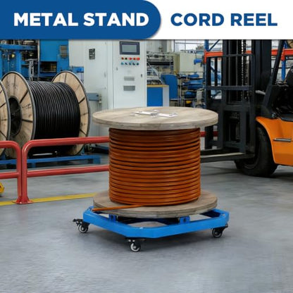 Heavy-Duty 1000 lbs Cable Reel Turntable – Portable Wire Spool Rack with Lockable Wheels, 20"x20" Wire Spool Holder for Horizontal Payout, Durable Cord Caddy for Damaged Cables