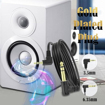 1/4" Male to 1/8" Male TRS Stereo Audio Cable,BENACES Right Angled 3.5mm to 6.35mm Stereo Jack Plug Audio Cord,1/4 Inch to 1/8 Inch Audio Adapter for Guitars,Laptops,Speakers and Amplifiers (1.8M/6Ft)