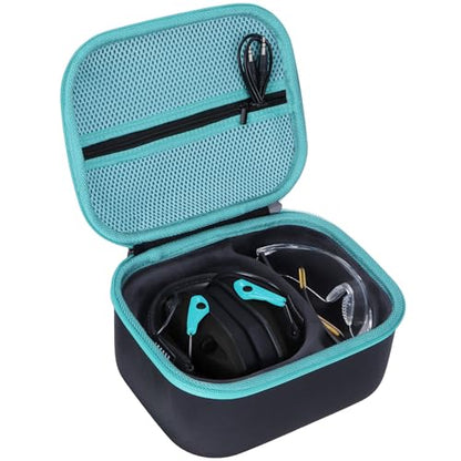 Storage Case Compatible with Walker's Razor Slim Shooting Hearing Protection Electronic Earmuffs - color: Black + Light Blue