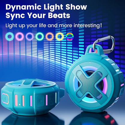 XLEADER X8(2 Gen) Upgraded, Bluetooth Shower Speaker, Certified IP67 Waterproof, 10W Pro Sound&Deep Bass, 24Hrs Playtime, Stocking Stuffers for Teens Men, White Elephant Gifts, Teal - color: B-Teal