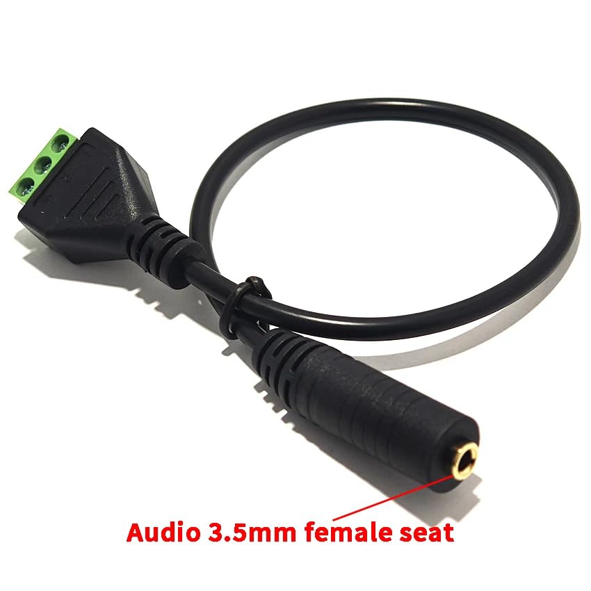 2Pcs 3.5mm TRS Stereo Screw Terminal Block Solderless Connector Cable 30cm/1FT 1/8" Audio Jack Female to AV 3Pin Terminal Balun Adapter Cable Cable-3.5-3P-F - color: CABLE-3.5-3P-F