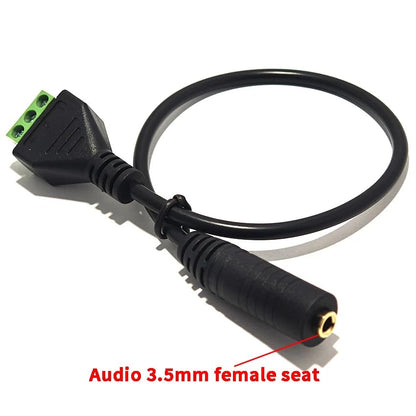 2Pcs 3.5mm TRS Stereo Screw Terminal Block Solderless Connector Cable 30cm/1FT 1/8" Audio Jack Female to AV 3Pin Terminal Balun Adapter Cable Cable-3.5-3P-F - color: CABLE-3.5-3P-F