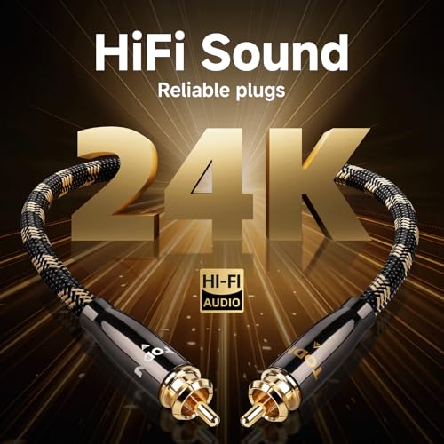TODN Audiophile RCA Cables 10ft OCC Dual Shielded for HiFi Stereo Audio - color: J-MAX, OCC, size: 10ft, Stereo Pair