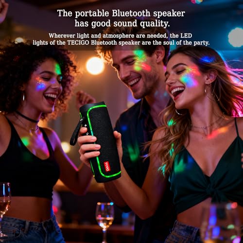 Portable Bluetooth Speakers Long-Lasting Wireless Bluetooth Speaker with Bluetooth 5.3 Technology All-Around Wireless Speaker Black - color: Black