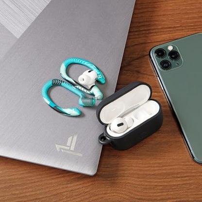 WC HookZ - Patented Upgraded Over Ear Hooks for AirPods Pro 1, 2 & AirPods 1, 2 & 3- Two Size Pairs Included in Package, Unique Left & Right Hook, Made by Wicked Cushions | Cyan Prism - color: Cyan Prism