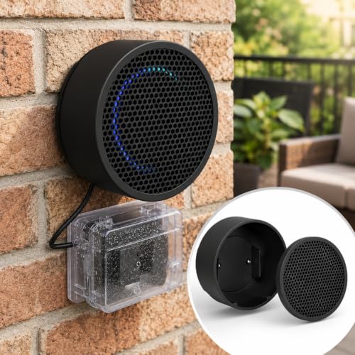 Protective Weather Cover Compatible With Echo Dot (3rd Gen) | Durable Water-Resistant Sleeve, Snug-Fit Outdoor Shield for Patio, Porch, and Garden - Black