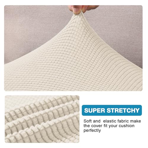Flamingo P Super Stretch Couch Cushion Cover 1 Pack Individual Seat Slipcover with Elastic Bottom, Machine Washable Furniture Protector (1 Seat Cushion Cover, Cream) - color: Cream, size: 1 Seat Cushion Cover