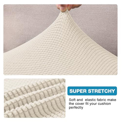 Flamingo P Super Stretch Couch Cushion Cover 1 Pack Individual Seat Slipcover with Elastic Bottom, Machine Washable Furniture Protector (1 Seat Cushion Cover, Cream) - color: Cream, size: 1 Seat Cushion Cover