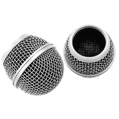 2 PCS Microphone Ball Head Mesh Grill, Silver | Microphone Head Replace, Compatible with SM58, SM58LC, SV100, RK143G, Wireless Vocal Mic Head Cover - color: Silver