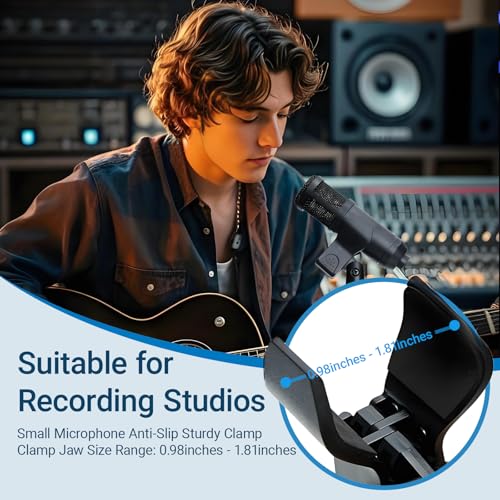 2 Pack Microphone Clips, Durable and Adjustable Mic Clip for Stand, Compatible with Large Diameter Mics for Stage, Church, Studio