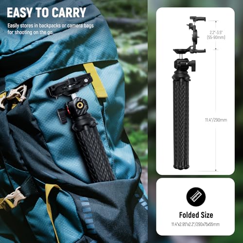 NEEWER Flexible Tripod with Remote, Mini Camera Phone Tripod Stand with Hidden Phone Holder&Action Camera Adapter Compatible with iPhone GoPro Hero13 12 11 10 DJI Insta360 Samsung for Vlogging, TP34 - style: TP34