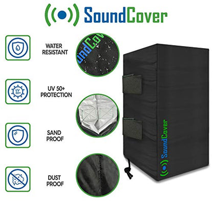 Large Outdoor Speaker Covers for C-Bracket Mounted Speakers Premium 210T Polyester with Silver UV Protective Coating Water-Resistant, Open-Back Design with Drainage Eyelets Set of 2 - size: LARGE: H 15" x W 9.45" x D 11"
