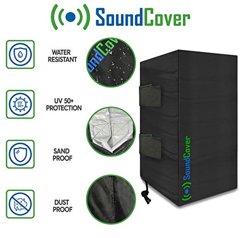Large Outdoor Speaker Covers for C-Bracket Mounted Speakers Premium 210T Polyester with Silver UV Protective Coating Water-Resistant, Open-Back Design with Drainage Eyelets Set of 2 - size: LARGE: H 15" x W 9.45" x D 11"