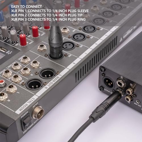 Goshyda 1/4 Inch to XLR Male Cable, XLR Male to 1/4 Inch TRS, Balanced XLR Microphone Cable to 6.35mm Jack, Quarter inch TRS Male to XLR Male Microphone Cable (3 Meters / 9.84ft) - size: 3 Meters / 9.84ft
