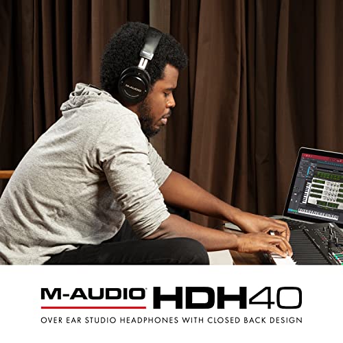 M-AUDIO HDH40 Closed-Back Over-Ear Headphones | Flexible Headband Design, 2.7m Cable for Studio Monitoring, Podcasting, and Audio Recording