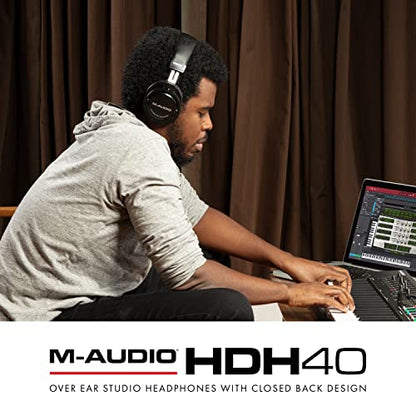 M-AUDIO HDH40 Closed-Back Over-Ear Headphones | Flexible Headband Design, 2.7m Cable for Studio Monitoring, Podcasting, and Audio Recording