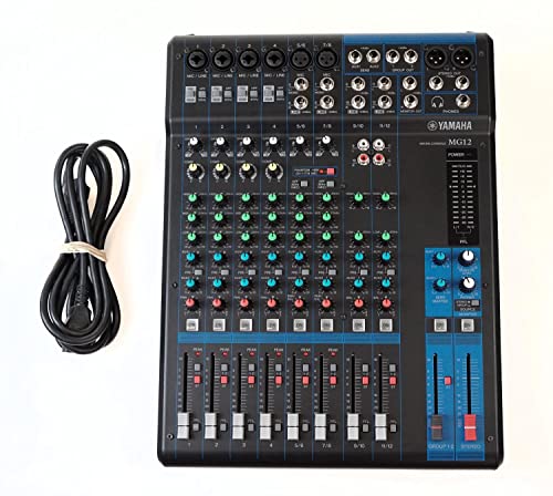 Yamaha MG12 12-Input 4-Bus Mixer | 12-input mixer with D-PRE preamps and 1-knob compressors for performances, recordings and lectures - size: 12-Input, style: Standard Mixer
