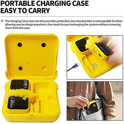 LENSGO 348C 2.4Ghz Wireless Lavalier Microphone 32GB TF Card Slot Compact Lav Mic 1 Transmitter and 1 Receiver Wireless Lapel Microphone for iPhone Smartphone Camera Vlog YouTube Interview Streaming Y - color: Yellow-1s
