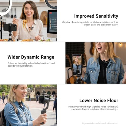 NEEWER ø9.7mm Lavalier Microphone (2 Pack), 3.5mm TRS Clip On Lapel Wired Omnidirectional Condenser Lav Mic with 1.5m Cable & Windscreen for Video Recording, Vlogging, Filming, LM10