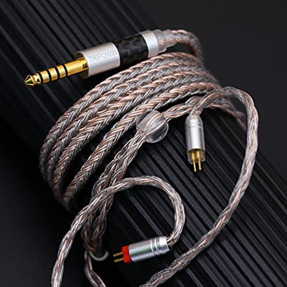 Linsoul Tripowin Jelly 16-Core Hybrid Mixed Conductor IEM Upgrade Cable | 21 Wires Per Core, OCC+Alloy Copper Graphene+OCC Mixed, Braided Wire for Audiophile Musician, 4.4mm, Recessed 2pin - size: 2-Pin 0.78mm, style: 4.4mm