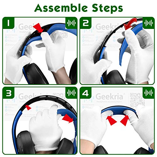 Geekria Protein Leather Headband Pad Compatible with Gold Wireless Stereo Headset PS3, PS4 (CECHYA-0083) Headphones, Replacement Band Repair Part (Blue) - color: Blue