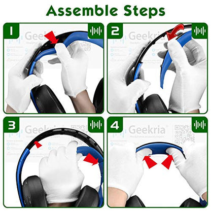 Geekria Protein Leather Headband Pad Compatible with Gold Wireless Stereo Headset PS3, PS4 (CECHYA-0083) Headphones, Replacement Band Repair Part (Blue) - color: Blue