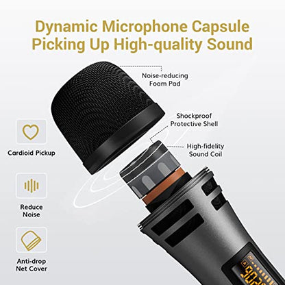 TONOR Wireless Microphone, UHF Karaoke Microphone System, Microfonos Inalambricos with Rechargeable Receiver, Cordless Dynamic Mic Set for Singing, Wedding, Party, 200ft TW310, 1 Mic Grey - style: Single Mic Grey