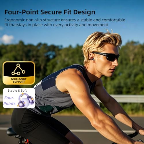 M97 Clip On Earbuds Wireless Bluetooth 6.0, Open Ear Headphones with 50H Battery 10-Min Quick Charge, Featherlight C-Shaped Hook, Secure Fit for Running/Gym, IPX5 Waterproof, Deep Bass(black) - color: Black