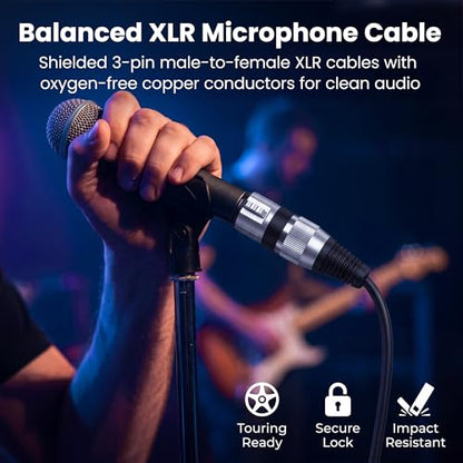 GEARit 22AWG OFC XLR Cables 3FT 10-Pack Male to Female for Studio Recording | Balanced 3-Pin Microphone Cables with Dual Shielding for Podcasters Streamers Mixers Powered Speakers and Desktop Audio Gear - size: 3 Feet (10-Pack), style: 10 Pack