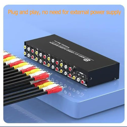 8-Port AV Switch RCA Audio Video Switcher Selector 8 in 1 Out Audio Selector Box for DVD TV Box STB Game Consoles - size: 8 Port