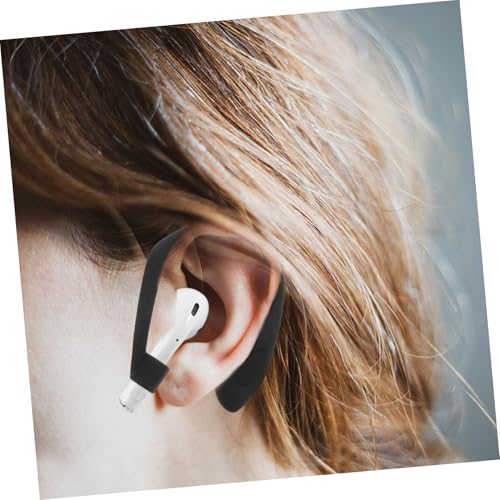 Housoutil 1pair Silicone Ear Hooks for Earbuds Slip Comfortable Fit for Running Jogging Cycling Compatible Earphone Models Black Silicone Accessories