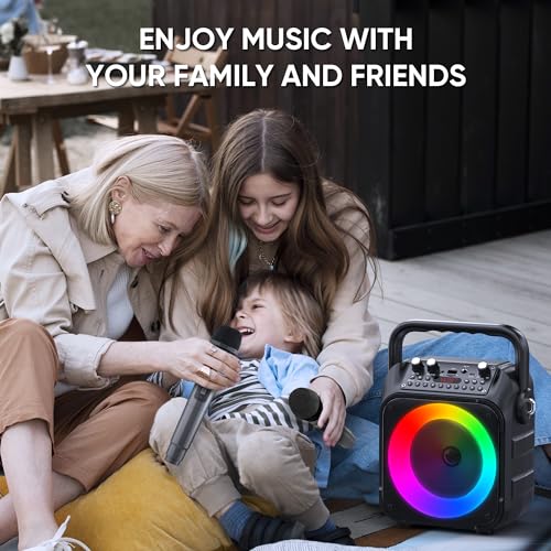 Karaoke Machine, Portable Bluetooth Speaker with 3 Wireless Microphones for Adults & Kids with Lights, Karaoke Microphone with PA System Supports USB/TF/FM/AUX for Home Party Home System Packages - size: 3 Mics