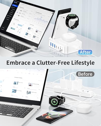 300W Wireless Charger for Samsung,Zutspzss 10 in 1 Wireless Charging Station, 65W USB C Fast Charging Stand for Samsung S25 Ultra/S24/S23/S22/Z Fold,Galaxy Watch Ultra7/6/5,Galaxy Buds,White - color: white