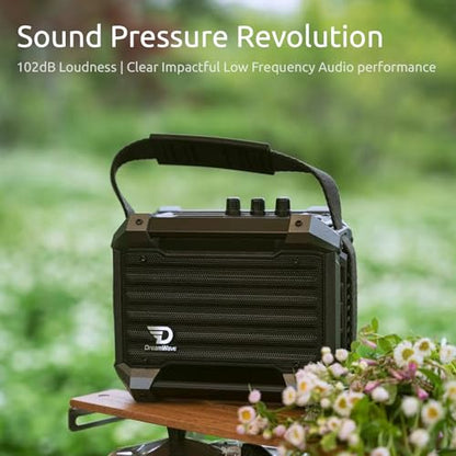 Dreamwave Rockstar Mini Outdoor Bluetooth Speaker, Compact 40W RMS Portable Speaker with Clear Vocals, Deep Bass, 29H Playtime, IP66 Waterproof, Karaoke Mic Input, Bass & Treble EQ, TWS Stereo - color: Iron Grey