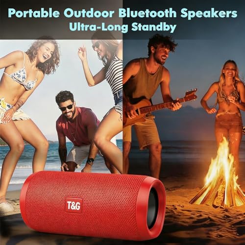 T&G TG Portable Bluetooth Speaker, IPX4 Waterproof Wireless Speaker, Red - color: Red