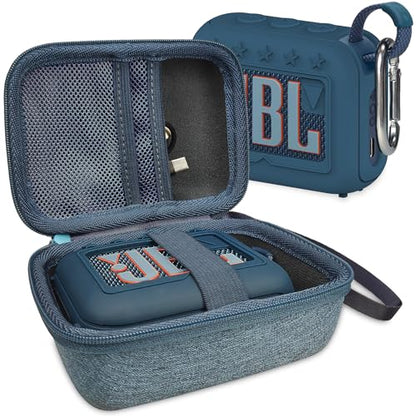 Silicone Cover and Hard Carrying Case for JBL Go 4 Bluetooth Speaker | Protective Holder Carrier for JBL Go 4 Speaker Accessories, Scratch-Resistant and Drop-Proof Cover (Blue) - color: Blue
