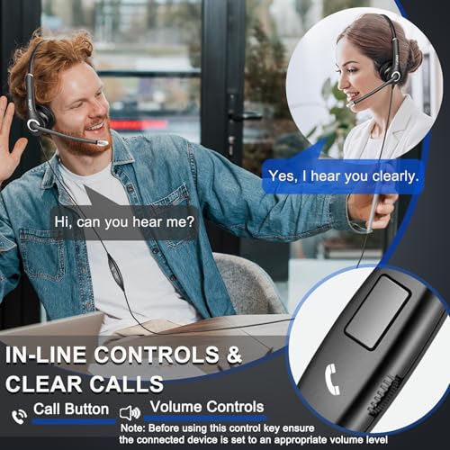 Callez Wired Computer Headset 3.5mm/USB-C Headset with Mic Noise Cancelling