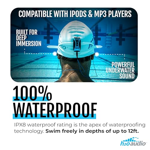 H2O Audio Surge S+ Waterproof Sport Headphones, (Short Cord Design) – in-Ear Sweatproof Earbuds for Swimming, Running, Cycling – IPX8 Waterproof, Compatible with iPods & MP3 Players