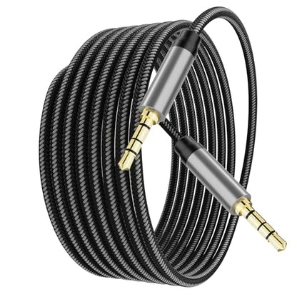 Male to Male Audio Cable 30Ft,3.5mm 4 Pole Nylon Braided Stereo Aux Cord for Headphones, PS4,Phone, Tablets, Headset, PC, Laptop and More(30Ft/10M) - size: 30 ft
