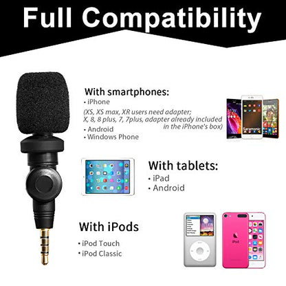 Saramonic SmartMic Mini Flexible Condenser Microphone with High Sensitivity for Apple IOS iPhone 8 8 plus 7 7 plus 6 6s 5 5s iPad and Android Smartphones