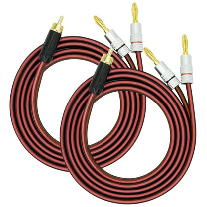 Yuchenfeng 2Pack RCA to Banana Plug Speaker Cable 14AWG 4N OFC Gold-Plated - Double Shielded Audio Cable for Amplifier, Subwoofer, Home Theater 16.4FT - size: RCA TO BANANA PLUG 16.4FT