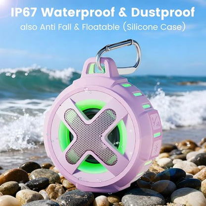 XLEADER X8(2 Gen) Upgraded, Bluetooth Shower Speaker, Certified IP67 Waterproof, 10W Pro Sound&Deep Bass, 24Hrs Playtime, Stocking Stuffers, White Elephant Gifts, for Teens Women, Pink - color: C-Pink
