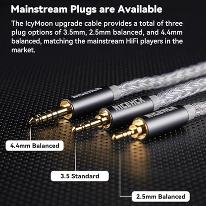 NICEHCK IcyMoon 4.4mm Balanced 0.78mm 2Pin HiFi IEM Upgrade Cable | 16-strand OCC silver plated OFC wire, balanced lossless audio, compatible with 0.78mm 2Pin IEM & 4.4mm players - size: 4.4mm with 0.78 2Pin