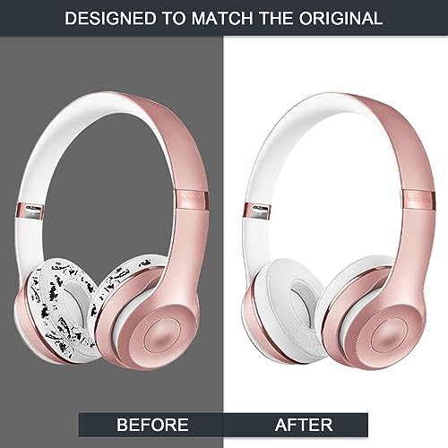 Replacement Ear Pads for Beats Solo 2 & Solo 3 Wireless On-Ear Headphones, Replacement EarPads Cushions Headphones Covers with Memory Noise Isolation Foam Softer Leather-White - color: White