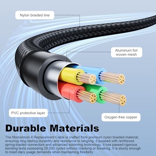 Momentum 3 Cable for Sennheiser Momentum 4/2, HD1 On-Ear, HD 400S, HD 450BT | 2.5mm to 3.5mm Cable with 6.35mm Adapter for Sennheiser PXC 550, PXC 550-II, ACCENTUM Plus Headphones, PC, MP3, PS4, Xbox One