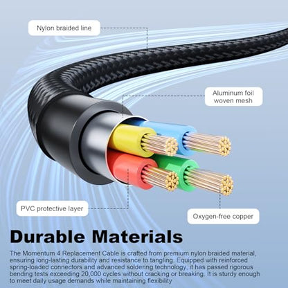 Momentum 3 Cable for Sennheiser Momentum 4/2, HD1 On-Ear, HD 400S, HD 450BT | 2.5mm to 3.5mm Cable with 6.35mm Adapter for Sennheiser PXC 550, PXC 550-II, ACCENTUM Plus Headphones, PC, MP3, PS4, Xbox One