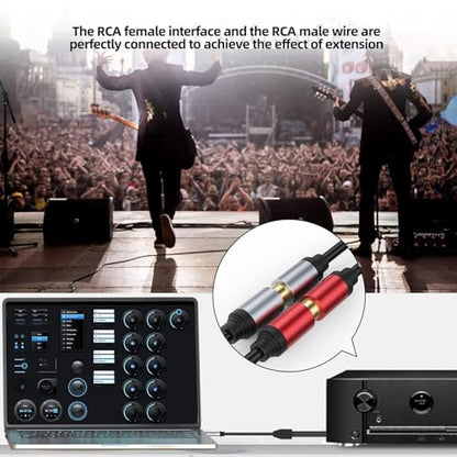 Aux to 2 RCA Cable 1ft, RCA Female to 3.5mm Male Cable Gold Plated 1/8 Jack Stereo Audio Converter Compatible with Stereo Speaker, HiFi Stereo System, Tablets, MP3
