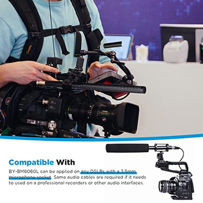 BOYA BY-BM6060L External Shotgun Microphone for Camera DSLR,Super-Cardioid Mic with Shockmount for Film Vlog, Professional Condenser Microphones for Video Recording Voice Interview YouTube - size: BY-BM6060L
