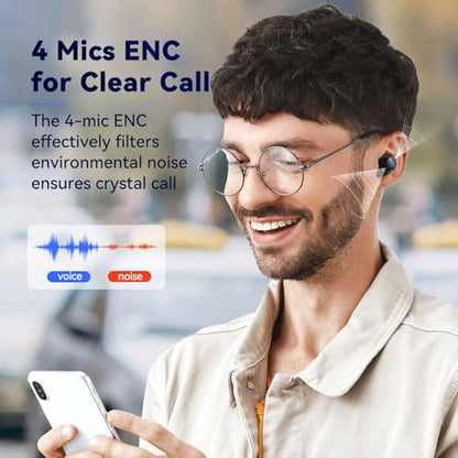 EarFun Free 2S Wireless Earbuds, Bluetooth Earbuds with Deep Bass | 4 Mics for Clear Call, Customizable EQ App, IPX7 Waterproof in-Ear Headphones, 30H Playtime, Wireless Charging - color: Black